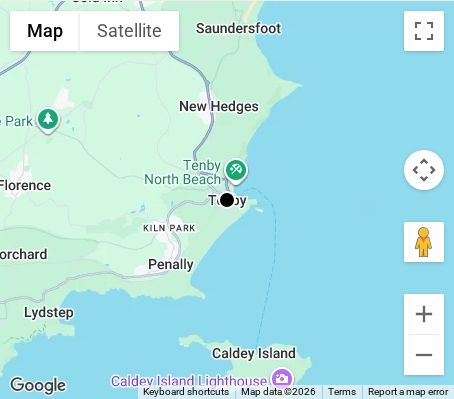 Map of affordable wedding photographer coverage in Tenby, Pembrokeshire, Wales