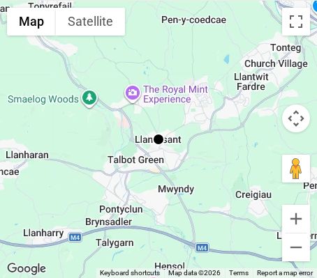 Map of affordable wedding photographer coverage in Llantrisant, Rhondda Cynon Taf, Wales