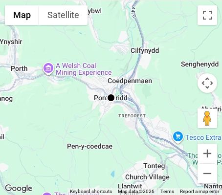Map of affordable wedding photographer coverage in Pontypridd, Rhondda Cynon Taf, Wales