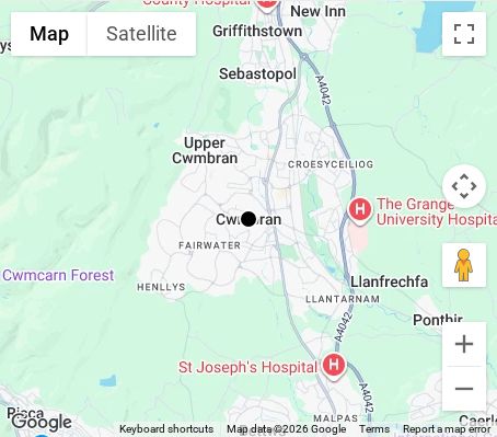 Map of affordable wedding photographer coverage in Cwmbran, Torfaen, Wales