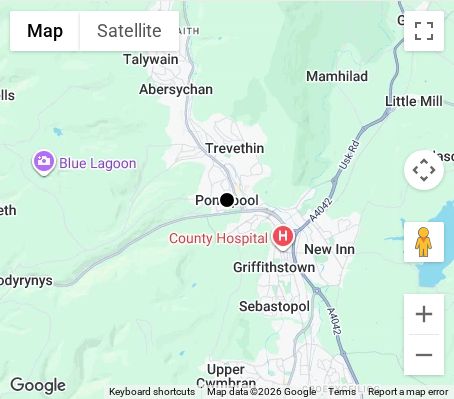 Map of affordable wedding photographer coverage in Pontypool, Torfaen, Wales