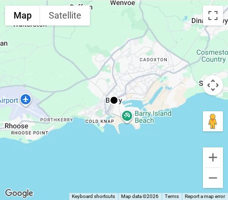 Map of affordable wedding photographer coverage in Barry, Vale of Glamorgan, Wales