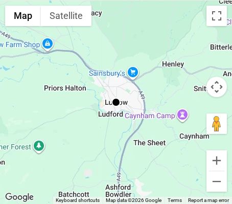 Map of affordable wedding photographer coverage in Ludlow, Shropshire, West Midlands