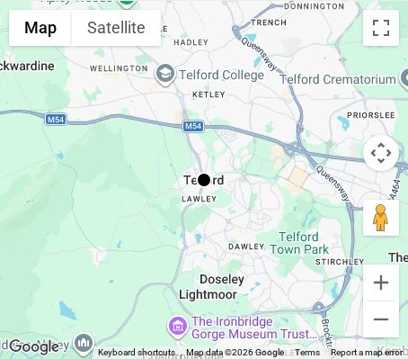 Map of affordable wedding photographer coverage in Telford, Shropshire, West Midlands