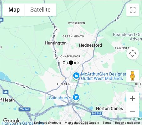 Map of affordable wedding photographer coverage in Cannock, Staffordshire, West Midlands