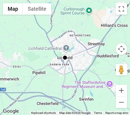 Map of affordable wedding photographer coverage in Lichfield, Staffordshire, West Midlands
