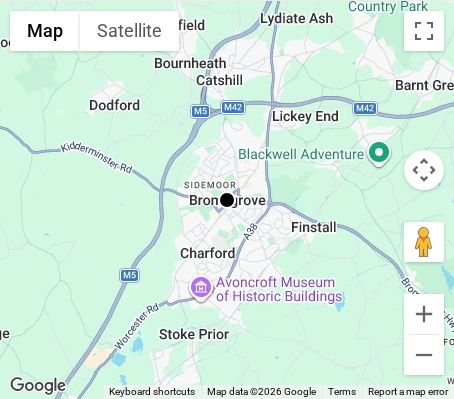 Map of affordable wedding photographer coverage in Bromsgrove, Worcestershire, West Midlands