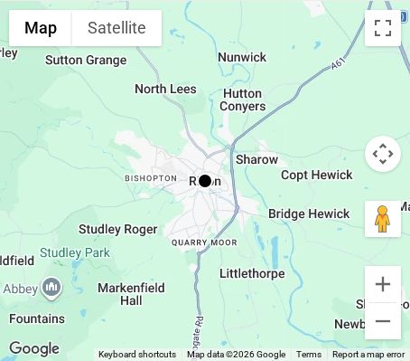 Map of affordable wedding photographer coverage in Ripon, North Yorkshire, Yorkshire and the Humber