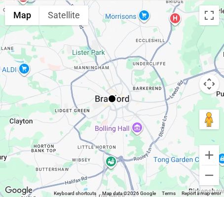 Map of affordable wedding photographer coverage in Bradford, West Yorkshire, Yorkshire and the Humber