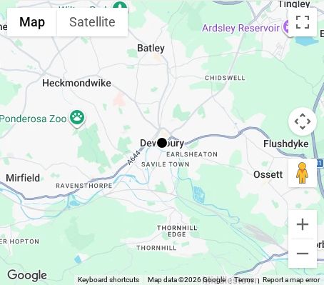 Map of affordable wedding photographer coverage in Dewsbury, West Yorkshire, Yorkshire and the Humber
