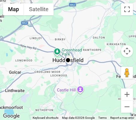 Map of affordable wedding photographer coverage in Huddersfield, West Yorkshire, Yorkshire and the Humber