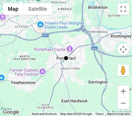Map of affordable wedding photographer coverage in Pontefract, West Yorkshire, Yorkshire and the Humber
