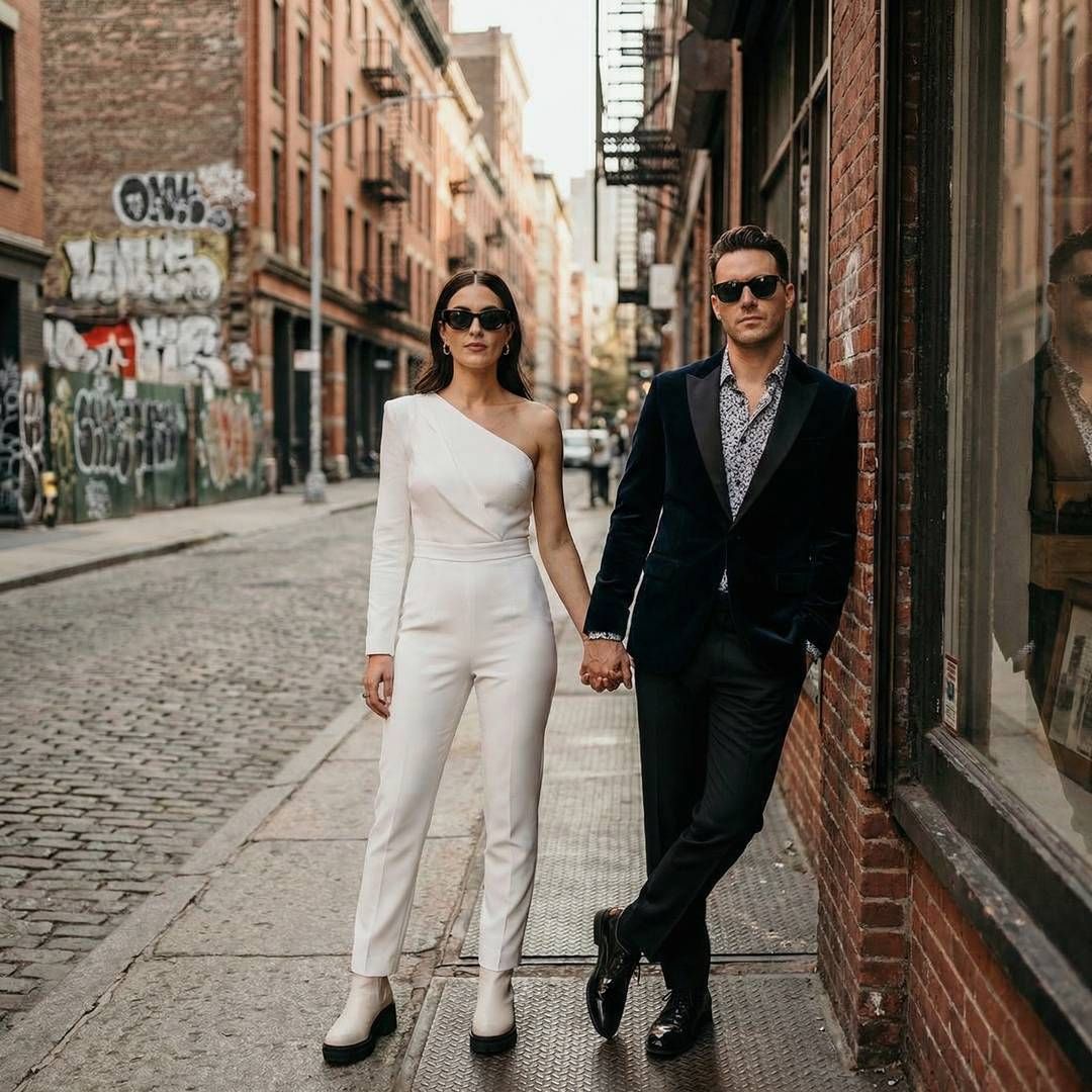 Fashion-inspired couple portrait